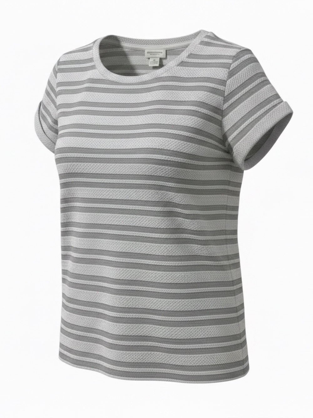 Liz Claiborne Light Gray Striped Tee Size XL